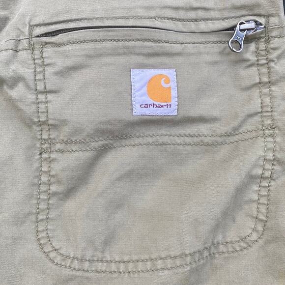 Carhartt Khaki Green Mens Size 40 Zip Pockets Button Closure Casual Shorts - Picture 7 of 12